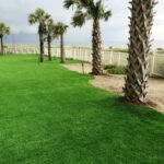 Durafield synthetic turf around palm trees at Omni Amelia Island Resort